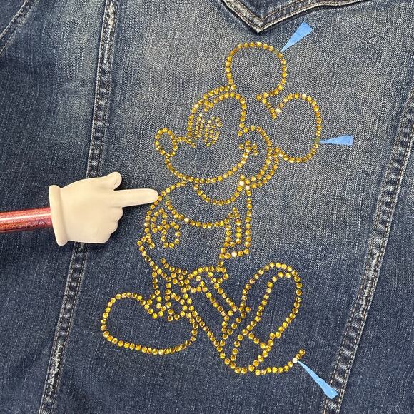 Disney World Denim Jacket Womens Large 50th Anniv Rhinestone Mickey Mouse Back - Picture 12 of 16